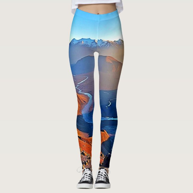 Majestic Mountain Valley Flow Design Leggings (Front)