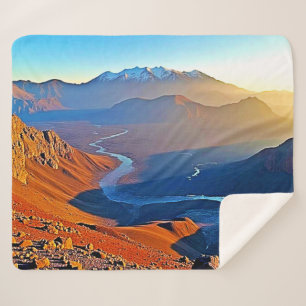 Majestic Mountain Valley Flow Design Sherpa Blanket