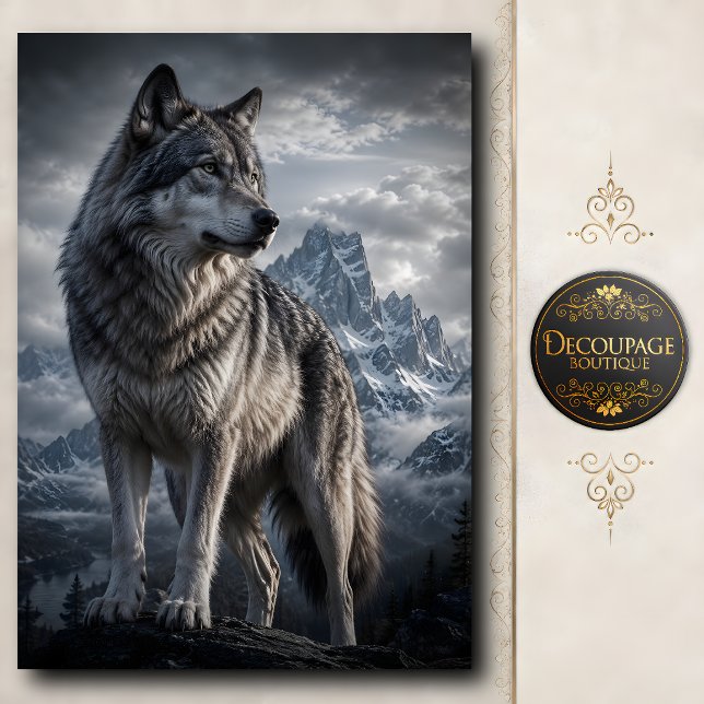 Majestic Mountain Wolf Decoupage Tissue Paper (Majestic Mountain Wolf Decoupage Tissue Paper)