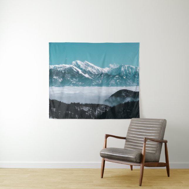 Majestic mountains rising over foggy valley tapestry (In Situ (Horizontal))