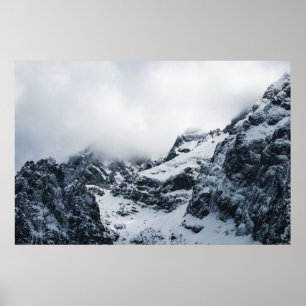 Majestic mountains under the clouds poster
