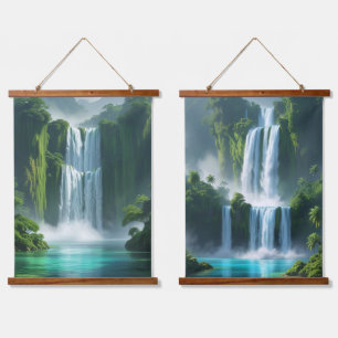 majestic multi-tiered waterfall hanging tapestry