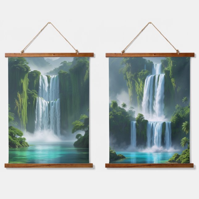 majestic multi-tiered waterfall  hanging tapestry (Double)