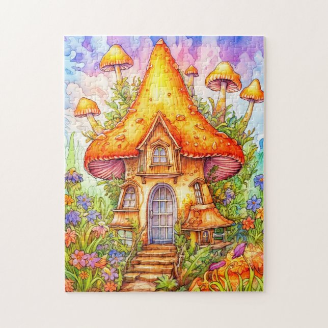 Majestic Mushroom House Illustration Jigsaw Puzzle (Vertical)