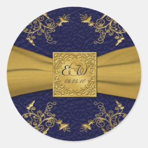 Majestic Navy and Gold 1.5" Diameter Round Sticker