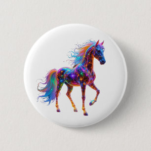 Majestic Neon Horse 6 Cm Round Badge