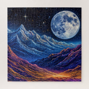 Majestic Night Sky Over Snow-Capped Mountains Jigsaw Puzzle