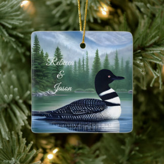 Majestic Northern Wilderness Loon Ceramic Ornament