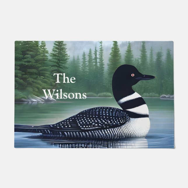Majestic Northern Wilderness Loon  Doormat (Front)