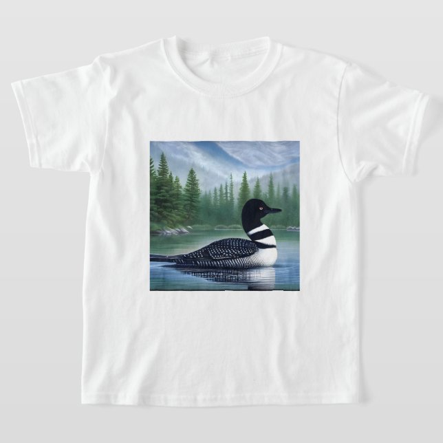 Majestic Northern Wilderness Loon  T-Shirt (Laydown)