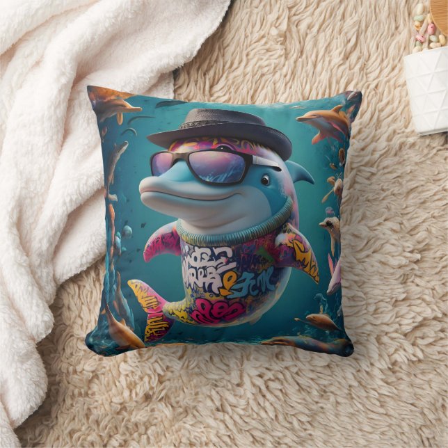 Majestic Ocean Bliss: Dolphin Pillow (Blanket)