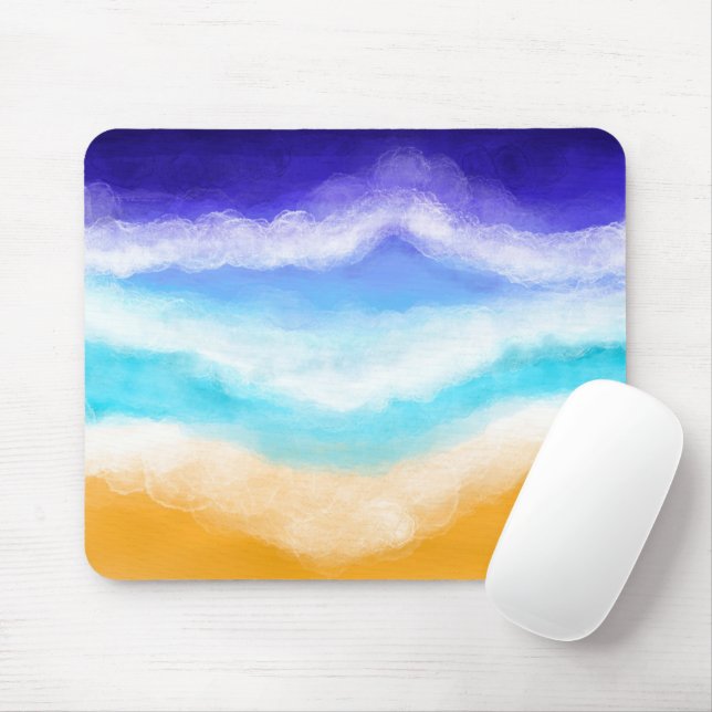 Majestic Ocean Waves Sandy Shore Mouse Pad (With Mouse)