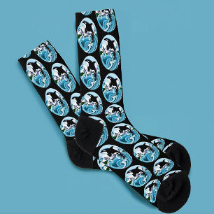 Majestic Orca Killer Whale Blue Wave Ocean Socks