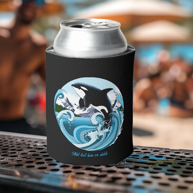 Majestic Orca Killer Whale Blue Waves Ocean Can Cooler (Creator Uploaded)