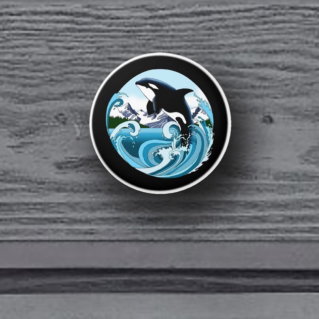 Majestic Orca Killer Whale Blue Waves Ocean Ceramic Knob (Creator Uploaded)
