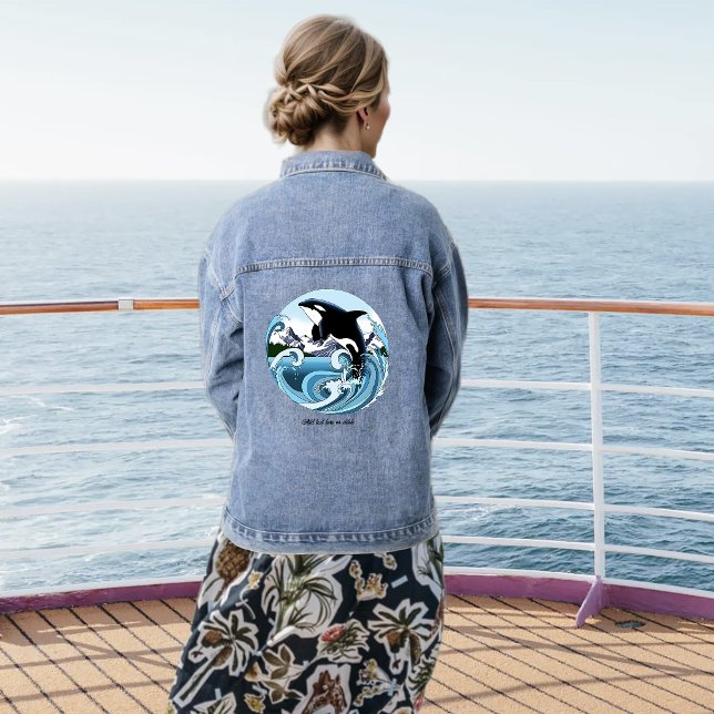 Majestic Orca Killer Whale Blue Waves Ocean  Denim Jacket (Creator Uploaded)