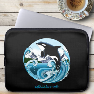 Majestic Orca Killer Whale Blue Waves Ocean Laptop Sleeve