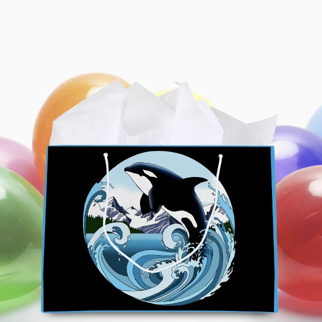 Majestic Orca Killer Whale Blue Waves Ocean Large Gift Bag (Creator Uploaded)