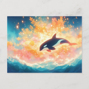 Majestic Orca Sunset Ocean Postcard