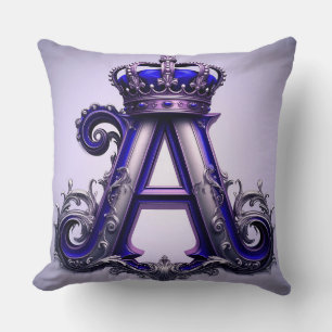 Majestic Ornate Letter A with Crown Cushion