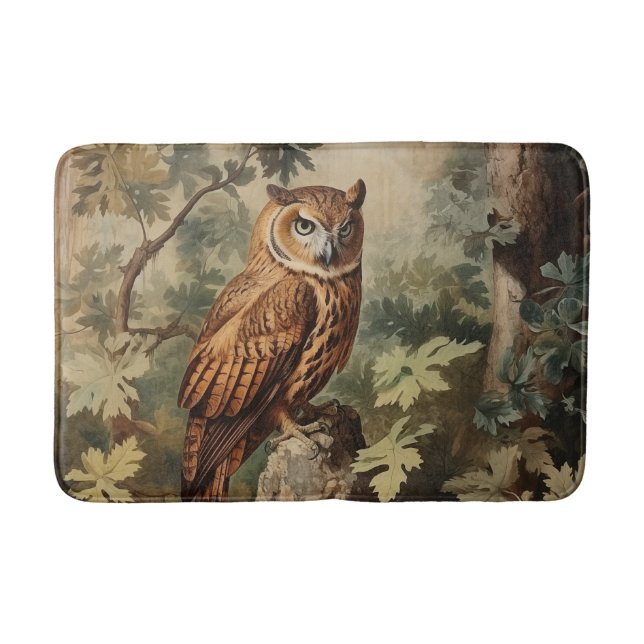 Majestic Owl in a Forest Bath Mat (Front)