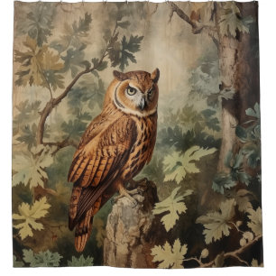 Majestic Owl in a Forest Shower Curtain