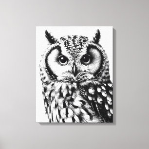 Majestic Owl Portrait Custom Size on Canvas 