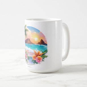 Majestic Palm Tree and Sunset in Mug