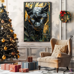 Majestic Panther in Dynamic Impasto Art Canvas Print