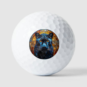 Majestic Panther Stained Glass Artwork Golf Balls