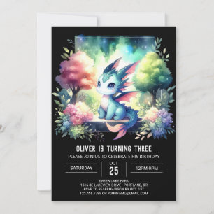 Majestic Pastel Dragon Birthday Invitation