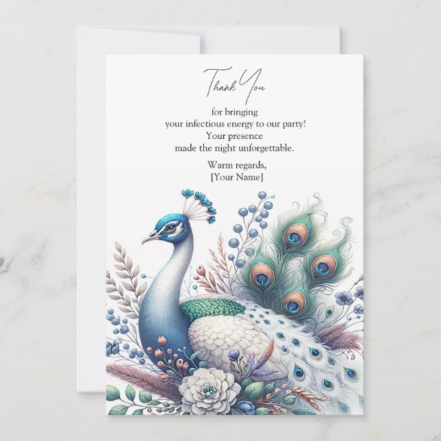 Majestic Peacock Thank You Card (Front)
