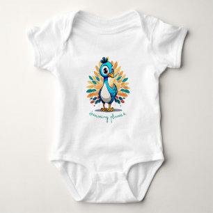 Majestic Peacock with Colourful Tail Baby Bodysuit