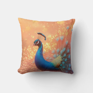 Majestic Peacock with Vibrant Plumage  Cushion