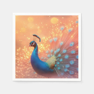 Majestic Peacock with Vibrant Plumage Napkin
