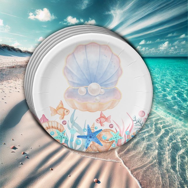 Majestic Pearl Under the Sea Baby Shower Paper Plate (Creator Uploaded)