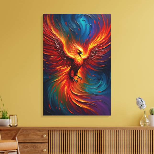 Majestic Phoenix Firebird Abstract Fantasy Canvas Print (Insitu(LivingRoom))