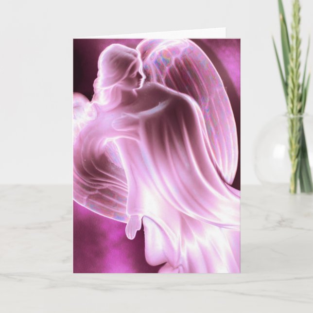 Majestic Pink Angel Holiday Card (Front)