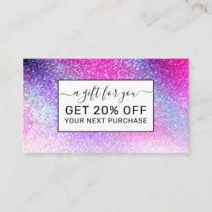 Majestic Pink Purple Nebula Galaxy Glitter Discount Card