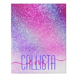 Majestic Pink Purple Nebula Galaxy Glitter Faux Canvas Print