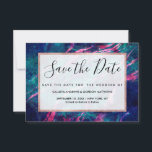 Majestic Pink Teal Green Marbled Starry Nebula Save The Date<br><div class="desc">Majestic,  modern,  and whimsical pink and teal green marble abstract starry nebula.</div>