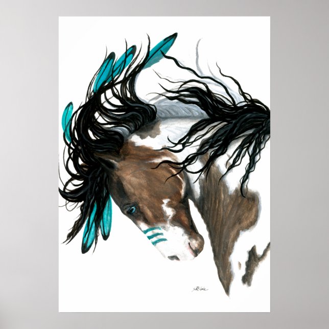 Majestic Pinto Horse by Bihrle Poster (Front)