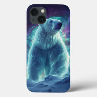 Majestic Polar Bear Design with Northern Lights