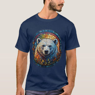 Majestic Polar Bear Stained Glass Artwork T-Shirt