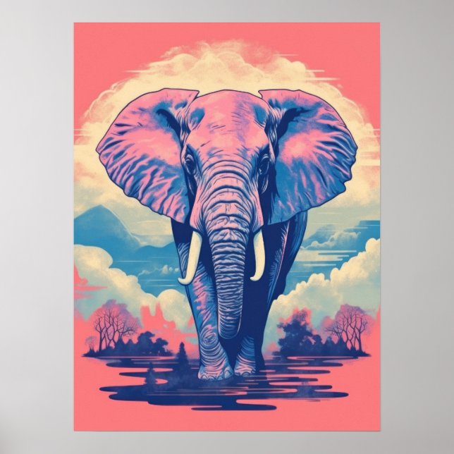 Majestic Presence: The Vibrant Elephant Poster (Front)