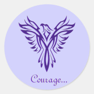 Majestic Purple Phoenix Rising envelope sealers Classic Round Sticker