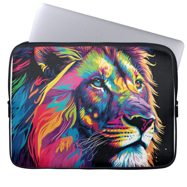 Majestic Rainbow Lion Laptop Sleeve (Front)