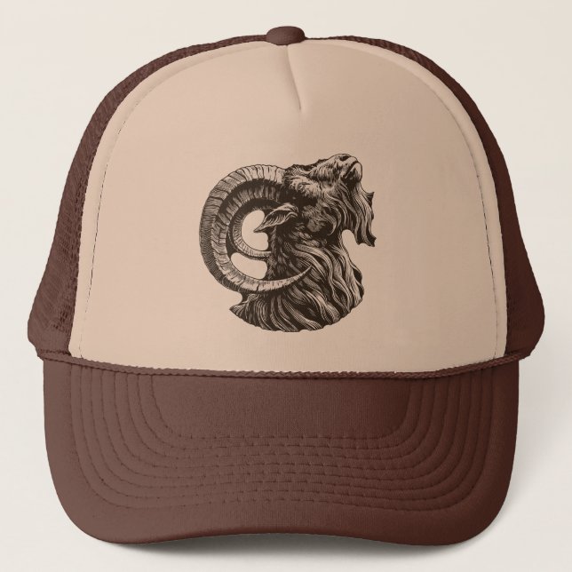 Majestic Ram - Fierce and Noble Trucker Hat (Front)