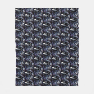 Majestic Raven Portrait - raven, bird, wildlife Fleece Blanket