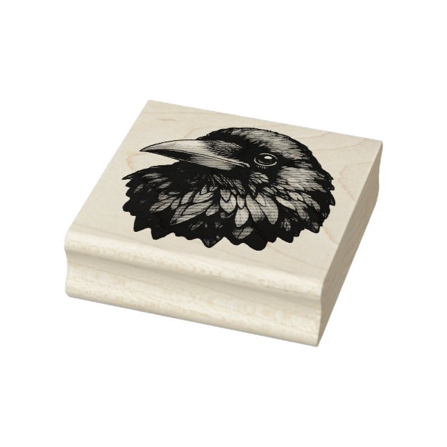 Majestic Raven Portrait - raven, bird, wildlife Rubber Stamp (Stamp)